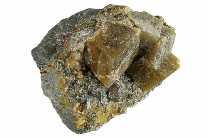 Siderite Crystals on Pyrite - Peru #173403